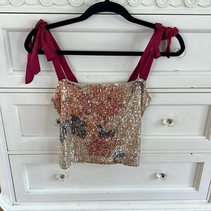 Intimately free people sparkle sequin crop top tank S